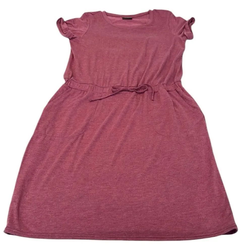 32 degrees size M dark rose short sleeve elastic waist above the knee dress EUC